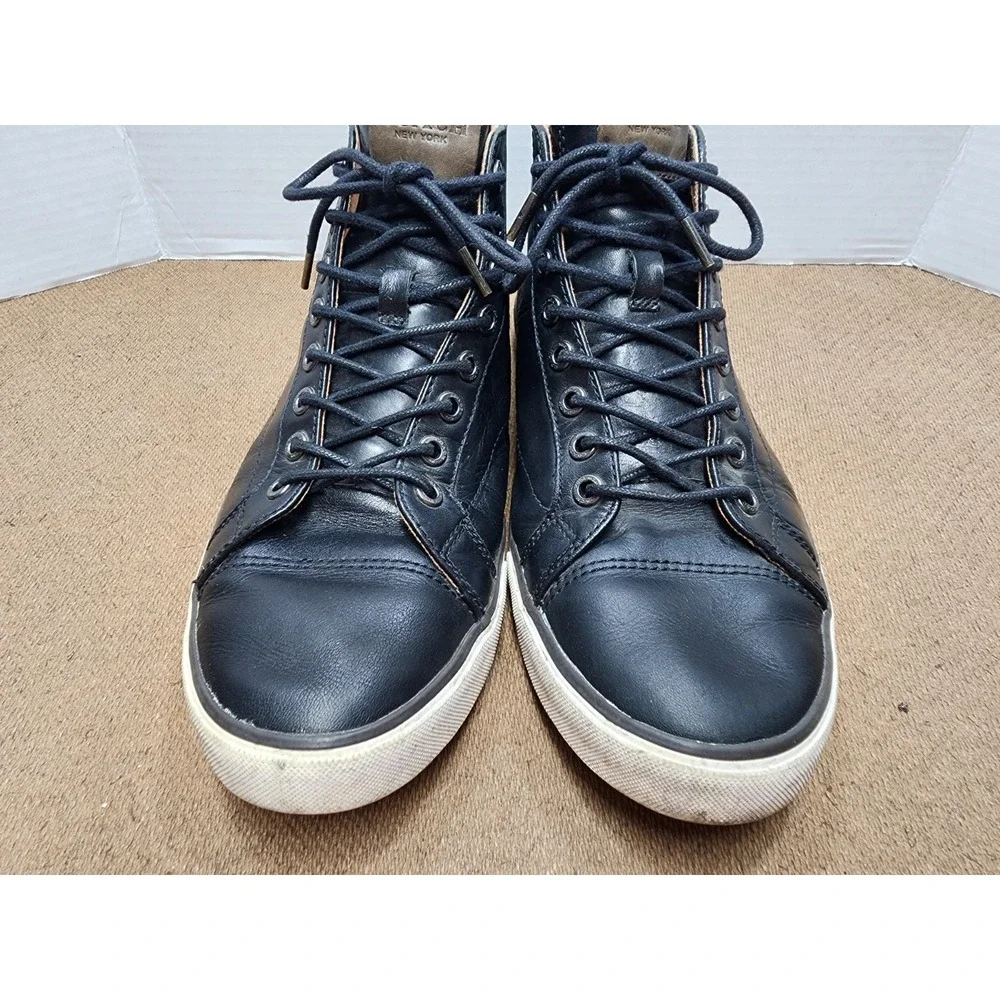 Coach High Top Leather Sneakers Men 11.5 Black Brown  Lace up Designer